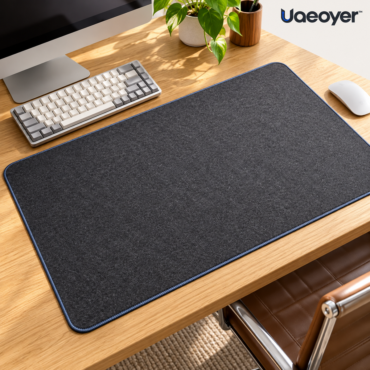 Uaeoyer™ Charcoal Felt Desk Mat for Modern Workspaces