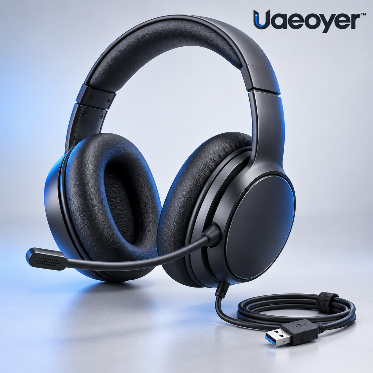Uaeoyer™ USB Over-Ear Computer Headset with Boom Microphone
