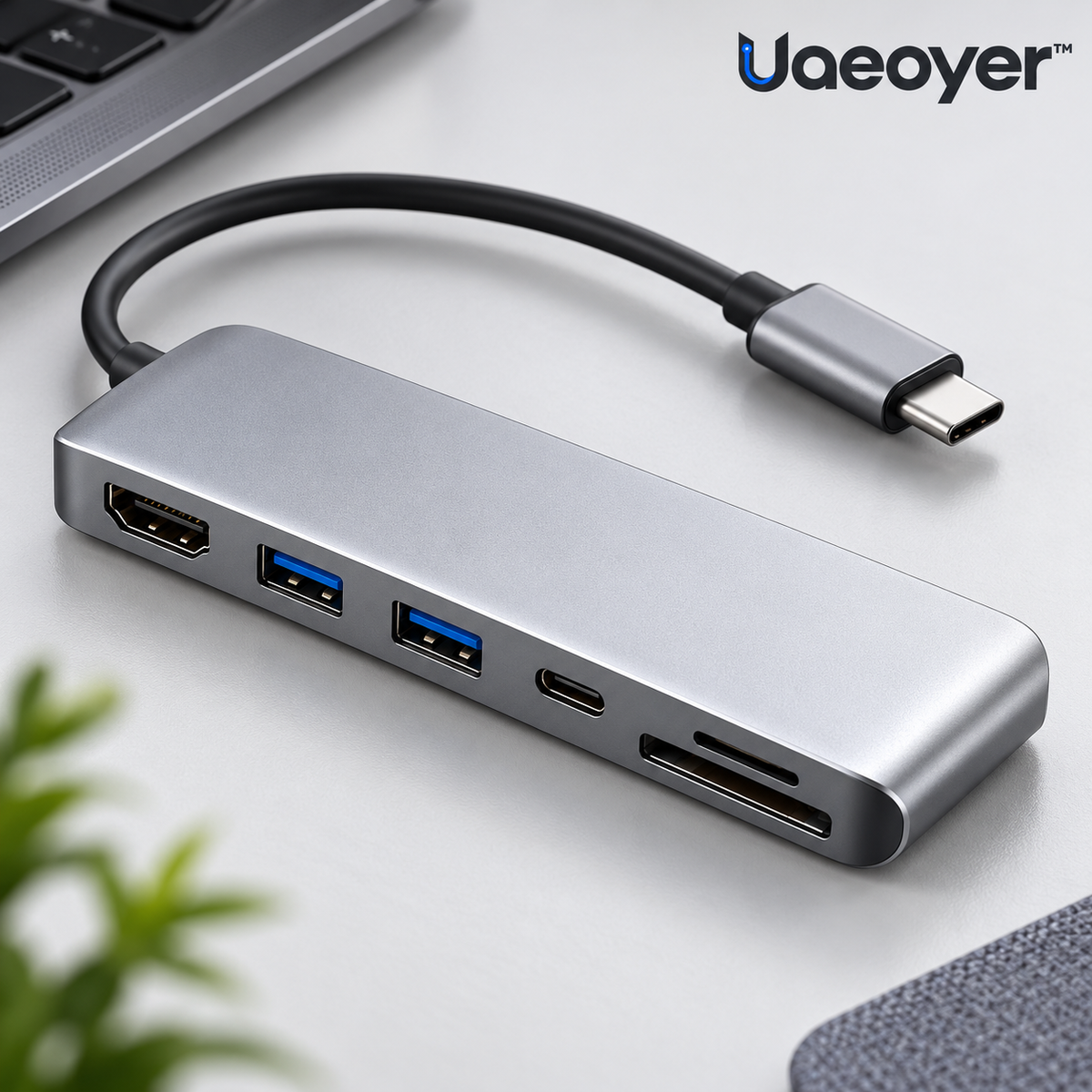 Uaeoyer™ USB-C Multiport Hub with HDMI, USB-A & Memory Card Slots