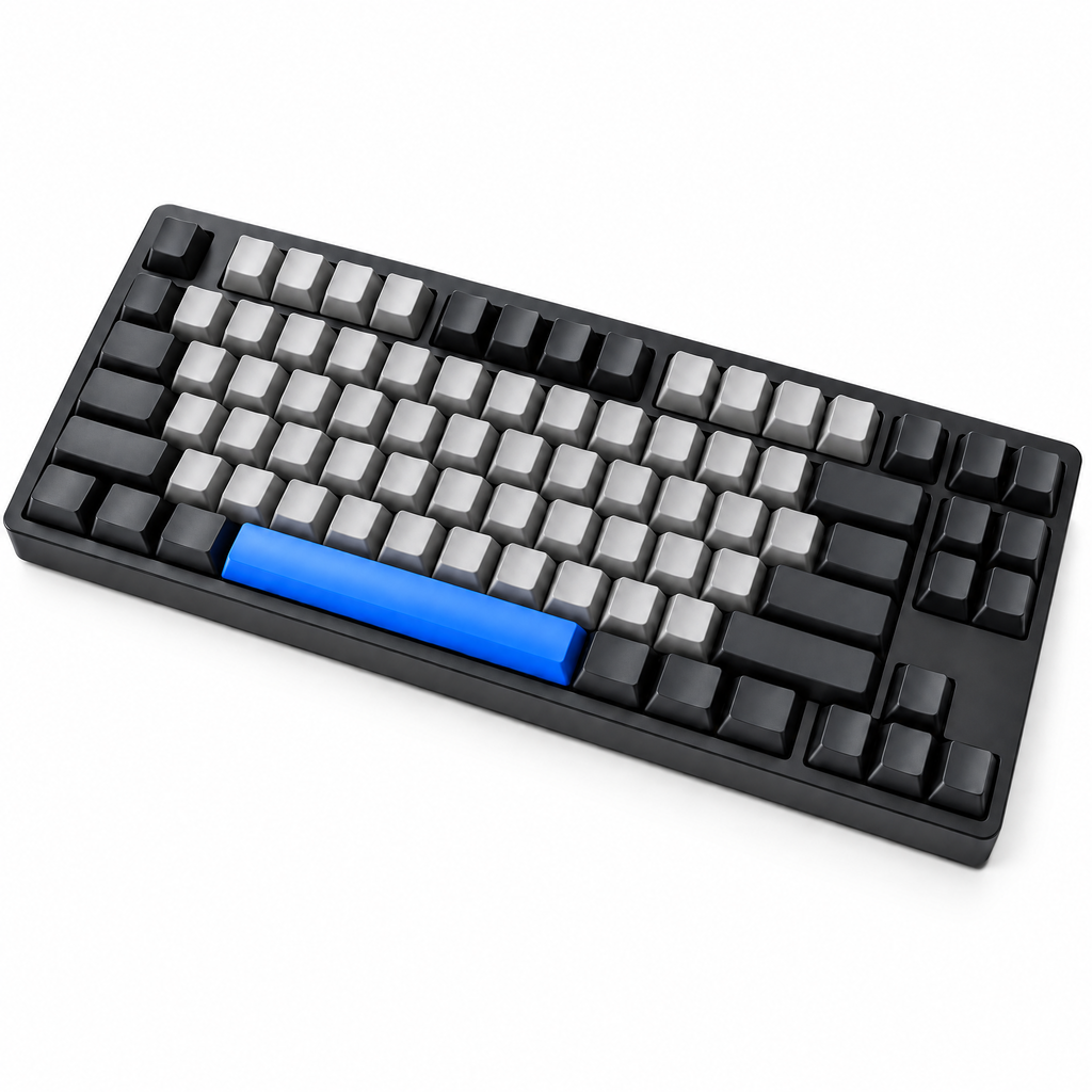 Uaeoyer™ Compact Mechanical Keyboard with Graphite Keycaps & Blue Accent