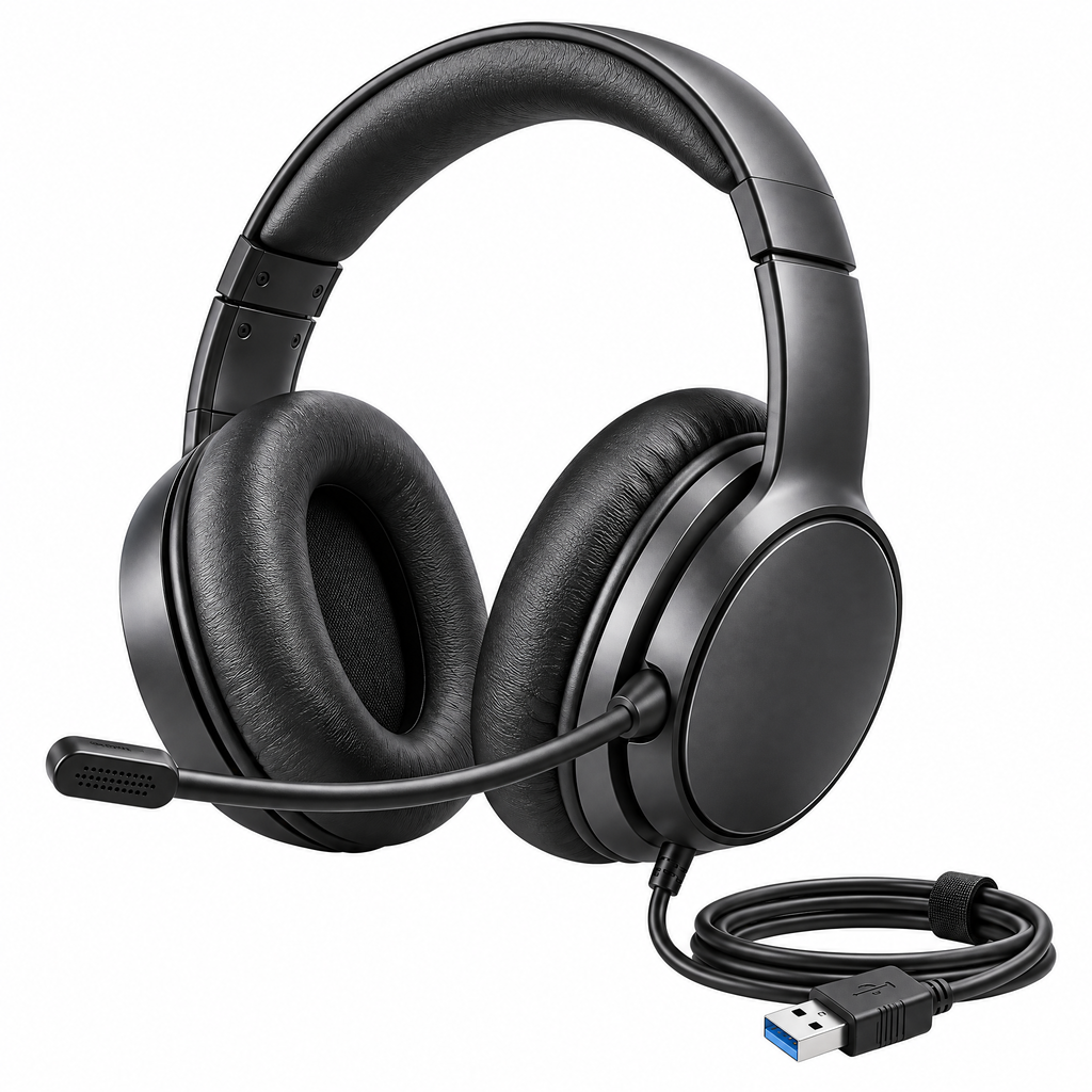 Uaeoyer™ USB Over-Ear Computer Headset with Boom Microphone