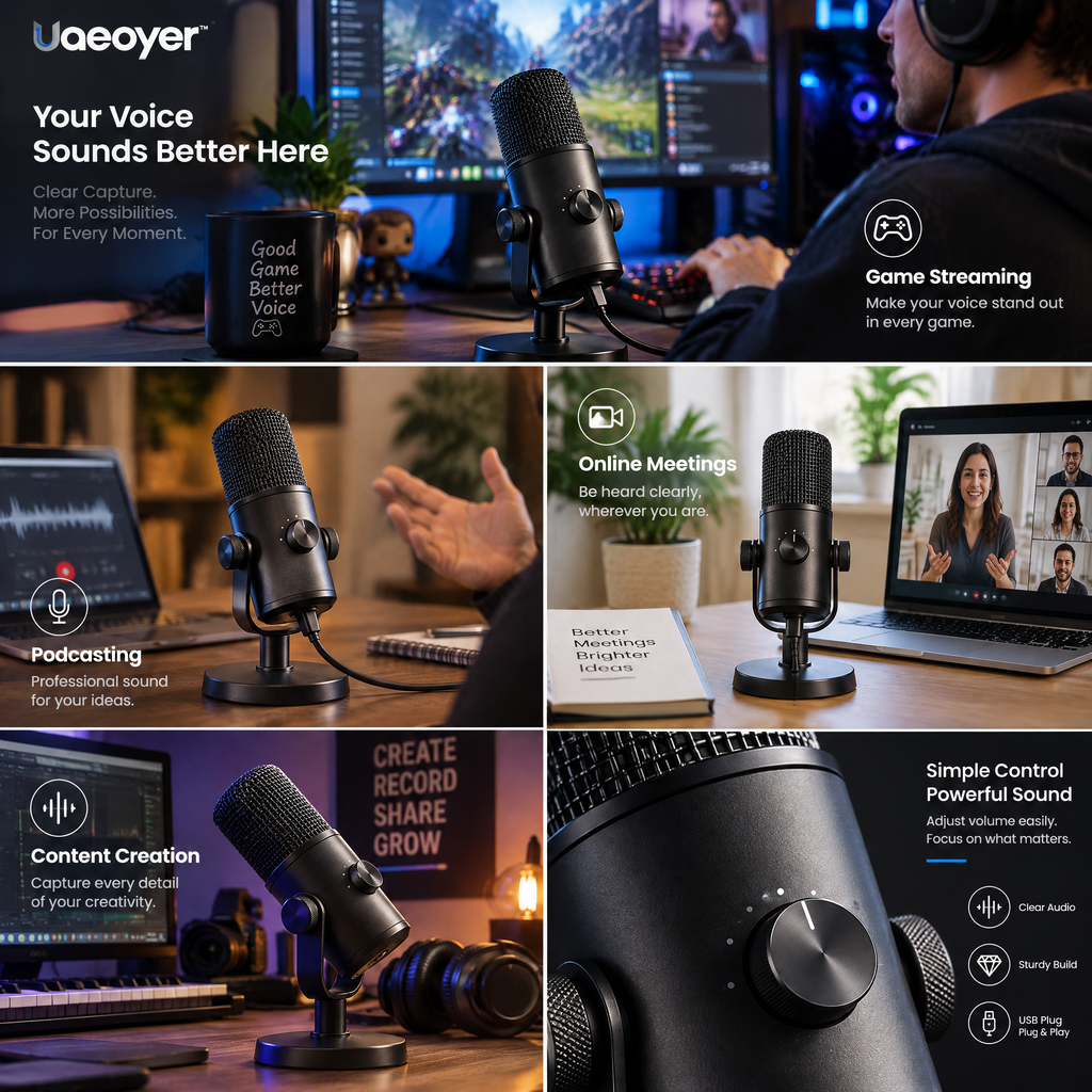 Uaeoyer™ USB Desktop Microphone with Adjustable Stand
